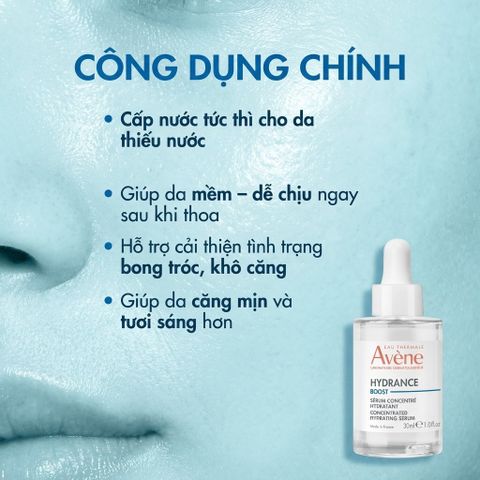 Serum Cấp Nước Avene Hydrance Boost 30ml - Dưỡng Ẩm Sâu, Phục Hồi Da Nhạy Cảm, Giúp Làm Dịu & Căng Mướt Da