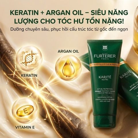 Mặt Nạ Dưỡng Tóc Rene Furterer Nutri Karité 200ml - Phục Hồi Tóc Khô Xơ, Hư Tổn, Không Silicone, Dưỡng Ẩm, Giúp Tóc Mềm Mượt