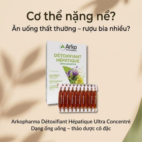 Nước Uống Thải Độc Gan Arkopharma Détoxifiant Hépatique - 20 Ống Hỗ Trợ Tiêu Hóa & Làm Sạch Cơ Thể Từ Thiên Nhiên