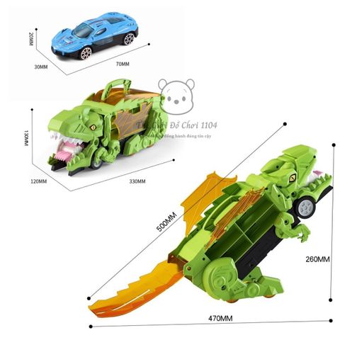 Xe Khủng Long Nuốt Xe Ô Tô Kèm Đường Trượt - Đồ Chơi Phát Triển Tư Duy Cho Bé Từ 3 Tuổi, Sáng Tạo Vận Động, Không Cần Pin