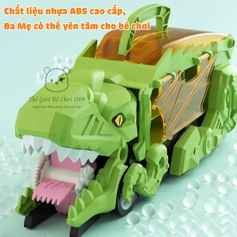 Xe Khủng Long Nuốt Xe Ô Tô Kèm Đường Trượt - Đồ Chơi Phát Triển Tư Duy Cho Bé Từ 3 Tuổi, Sáng Tạo Vận Động, Không Cần Pin