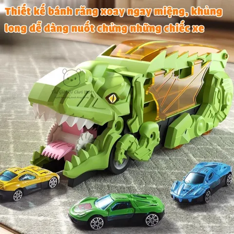 Xe Khủng Long Nuốt Xe Ô Tô Kèm Đường Trượt - Đồ Chơi Phát Triển Tư Duy Cho Bé Từ 3 Tuổi, Sáng Tạo Vận Động, Không Cần Pin