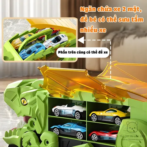 Xe Khủng Long Nuốt Xe Ô Tô Kèm Đường Trượt - Đồ Chơi Phát Triển Tư Duy Cho Bé Từ 3 Tuổi, Sáng Tạo Vận Động, Không Cần Pin
