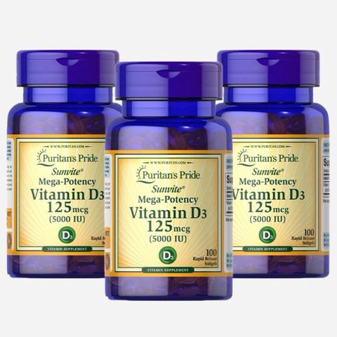 Vitamin D3 125mcg 5000 IU 100 viên nang mềm, Puritan's Pride