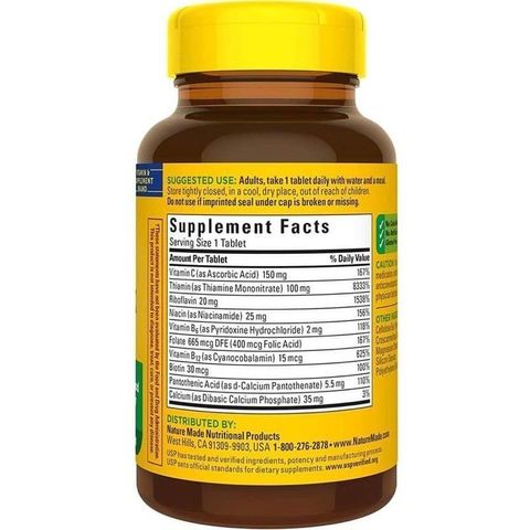 Viên uống bổ sung vitamin B Nature Made super B Complex 460v của Mỹ - Shop Songna
