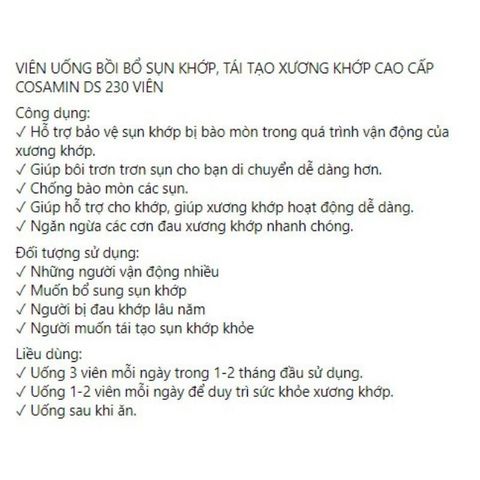 [Date 2028] Viên uống bổ sụn khớp COSAMIN DS - Shop Songna