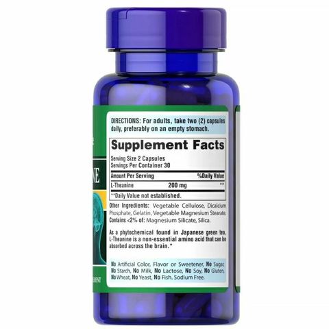 [ Date 2027]Viên uống giảm căng thẳng, bổ não, mất ngủ L-Theanine 200mg Puritan's Pride - Shop Songna