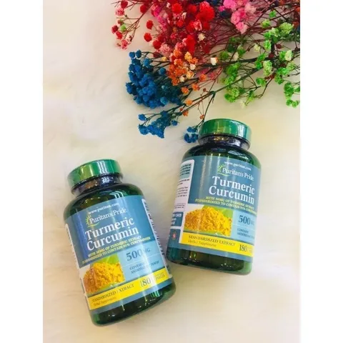 Viên uống tinh bột nghệ đẹp da, dạ dày và tiêu hoá Puritan's Pride Turmeric curcumin 500mg 60 viên