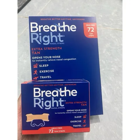 [Mẫu mới] Hộp Miếng dán giảm nghẹt mũi, giảm ngáy (gáy) khi ngủ Breathe Right 72 miếng- Date 2029