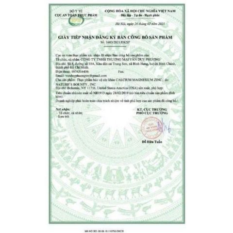 [Date 2028]Viên uống Calcium Magnesium Zinc D3 Nature Made - Canxi tổng hợp Nature Made 300v USA