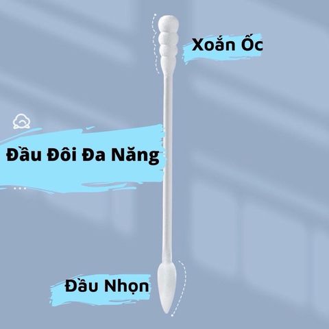 Hộp Tăm Bông 2 Đầu Xoắn Nhọn - 200 Chiếc Kháng Khuẩn - Vệ Sinh Tai, Mũi An Toàn, Tiện Lợi, 100% Bông Tự Nhiên
