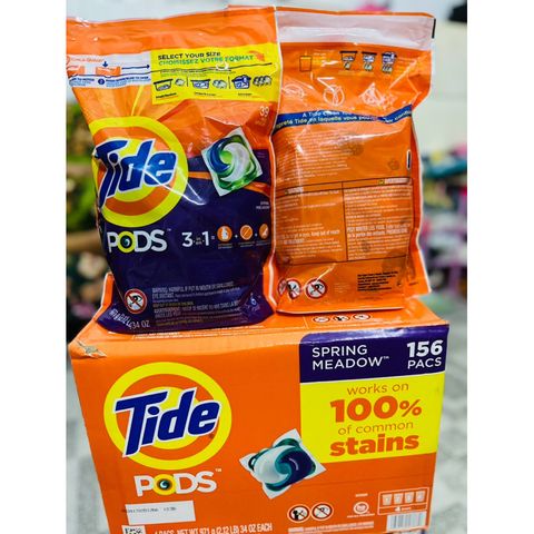 Viên Giặt Tide Pods 156 Viên - Giặt Tẩy, Đánh Bật Vết Bẩn, Làm Trắng Vượt Trội - Dễ Sử Dụng, Hương Thơm Lâu, Chỉ 1 Viên/Mẻ Giặt