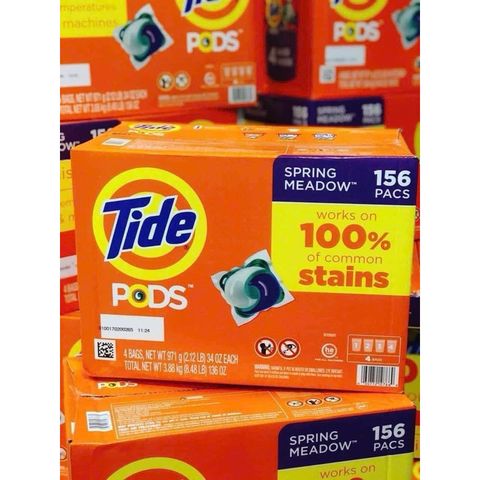 Viên Giặt Tide Pods 156 Viên - Giặt Tẩy, Đánh Bật Vết Bẩn, Làm Trắng Vượt Trội - Dễ Sử Dụng, Hương Thơm Lâu, Chỉ 1 Viên/Mẻ Giặt