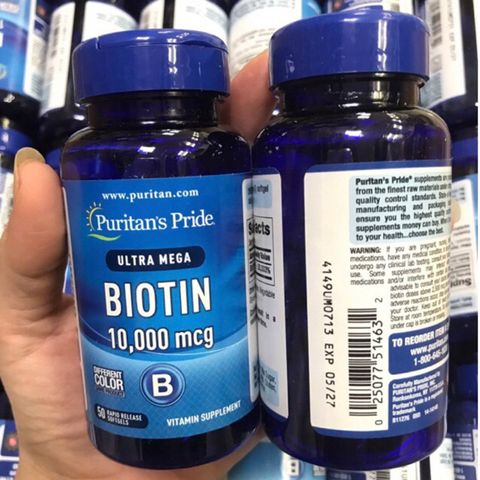 [Date 2027]Viên uống Biotin giảm rụng tóc, kích mọc tóc Puritan's Pride 10000 mcg - Shop Songna