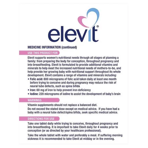 [Date 2026] Vitamin Bầu Úc Tổng Hợp ELEVIT 100 Viên - Vitamin Thực phẩm bổ sung cho mẹ