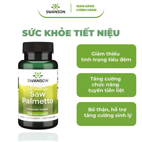 Viên Uống Swanson Full Spectrum Saw Palmetto Hỗ Trợ Tuyến Tiền Liệt Khỏe Và Đường Tiết Niệu (100 viên)