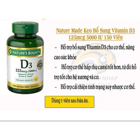 [Date 2027]Vitamin D3 125mcg (5000IU) Nature's Bounty