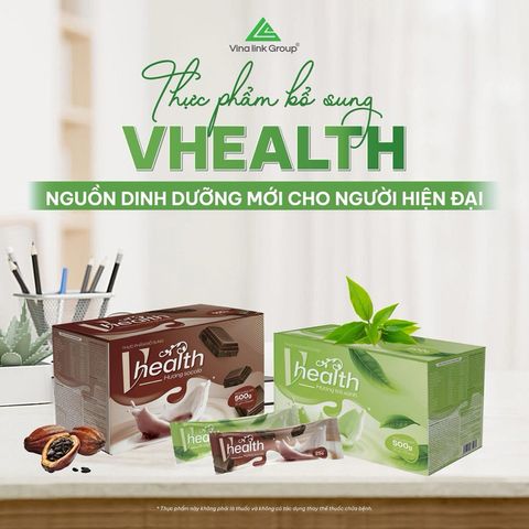 Sữa Dinh Dưỡng Vhealth Vị Socola - Bổ Sung Dinh Dưỡng Cho Người Lớn & Trẻ Trên 6 Tuổi - Dễ Dàng Pha Chế, Ngon Hơn Khi Pha Nước Ấm