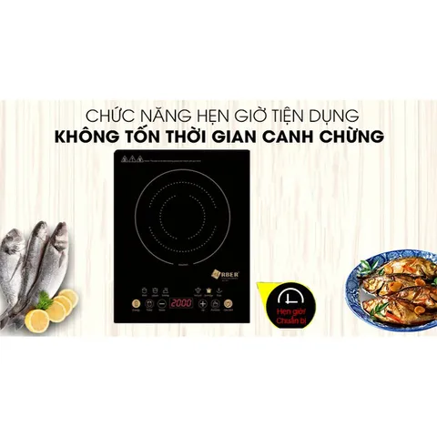 Bếp từ đơn Arber AB301A - Bếp điện thông minh 2000W kèm chảo nấu lẩu, thiết kế sang trọng, bảng điều khiển cảm ứng, an toàn sử dụng.