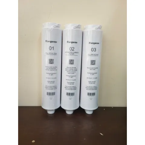 Bộ 3 Lõi Lọc Đúc 123 Kangaroo KG400HU Chính Hãng - Lõi PP 5 Micron, Than Hoạt Tính, PP 1 Micron Cho Nước Sạch An Toàn