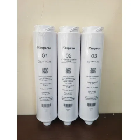 Bộ 3 Lõi Lọc Đúc 123 Kangaroo KG400HU Chính Hãng - Lõi PP 5 Micron, Than Hoạt Tính, PP 1 Micron Cho Nước Sạch An Toàn