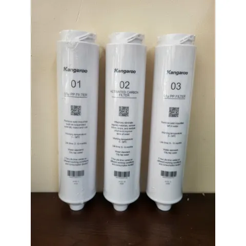 Bộ 3 Lõi Lọc Đúc 123 Kangaroo KG400HU Chính Hãng - Lõi PP 5 Micron, Than Hoạt Tính, PP 1 Micron Cho Nước Sạch An Toàn