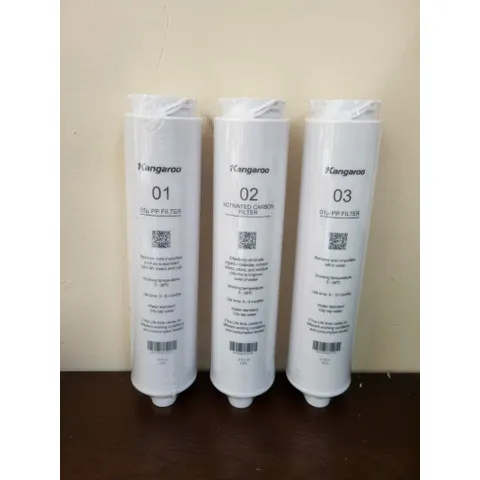Bộ 3 Lõi Lọc Đúc 123 Kangaroo KG400HU Chính Hãng - Lõi PP 5 Micron, Than Hoạt Tính, PP 1 Micron Cho Nước Sạch An Toàn