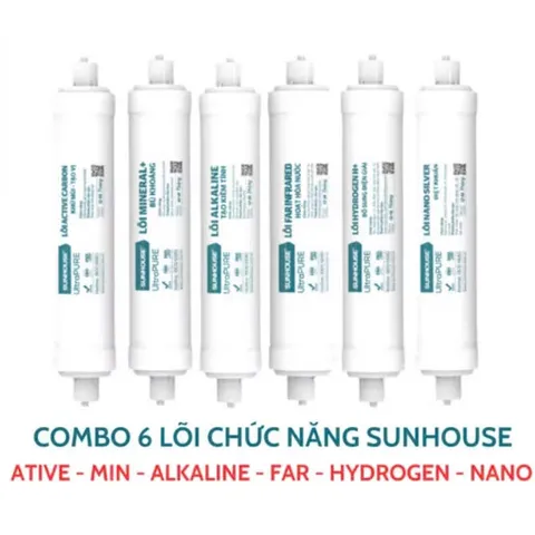 Combo 6 Lõi Lọc Nước Sunhouse 5678910 Chính Hãng - Lõi Tạo Khoáng, Cân Bằng pH, Bổ Sung Oxy Cho Nước Sạch An Toàn