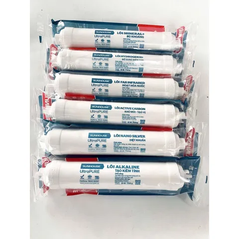Combo 6 Lõi Lọc Nước Sunhouse 5678910 Chính Hãng - Lõi Tạo Khoáng, Cân Bằng pH, Bổ Sung Oxy Cho Nước Sạch An Toàn
