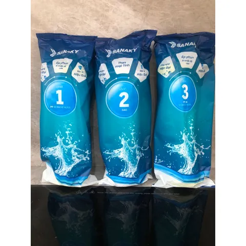 Bộ 3 Lõi Lọc Nước Thô Sanaky - Hàng Chính Hãng, Loại Kiểu PP5, GAC, PP1, Lọc Sạch Chất Bẩn Và Tạp Chất, An Toàn Cho Sức Khỏe