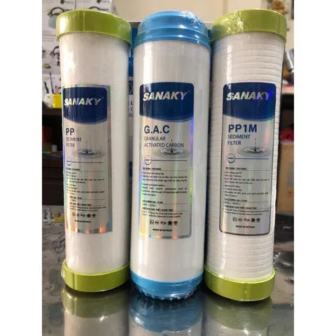 Bộ 3 Lõi Lọc Nước Thô Sanaky - Hàng Chính Hãng, Loại Kiểu PP5, GAC, PP1, Lọc Sạch Chất Bẩn Và Tạp Chất, An Toàn Cho Sức Khỏe