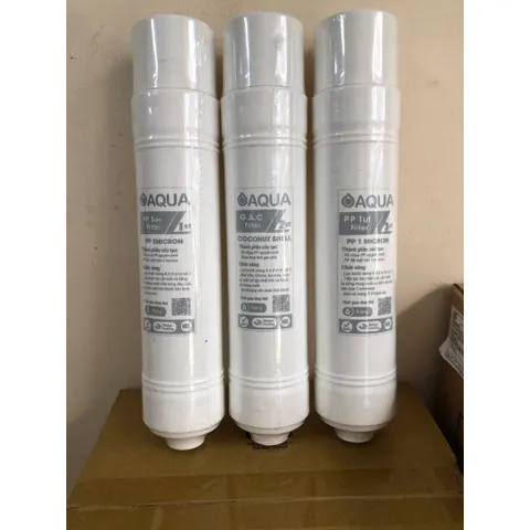 Bộ 3 Lõi Lọc Nước Đúc Nối Nhanh 123 AQUA - Lọc Thô Bảo Vệ Màng RO, Loại Bỏ Tạp Chất, Chất Lượng Cao