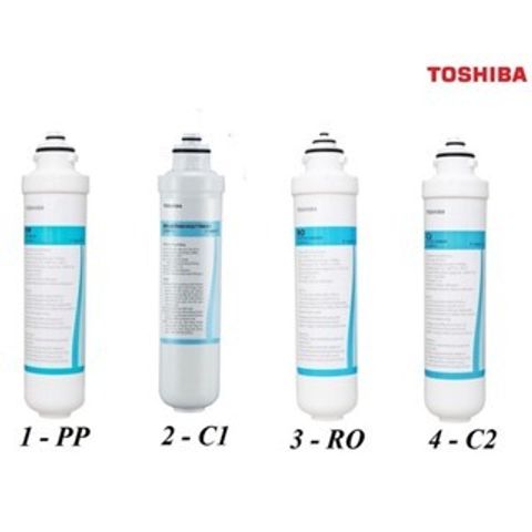Lõi lọc nước TOSHIBA F-1643 Chính Hãng - Bộ 4 Lõi PP, C1, C2, RO Dùng Cho Máy Lọc Nước Nóng Lạnh TWP-W1643SV(W)