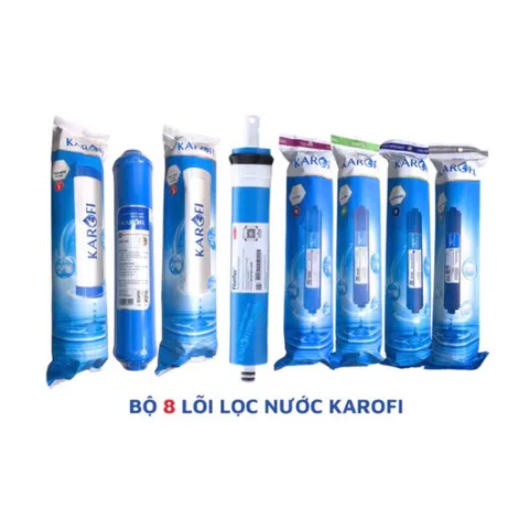 Trọn Bộ 8 Lõi Lọc Nước Karofi Máy NE-118 Chính Hãng - PP5, OCB-GAC, PP1-RO Dupont, T33, Far, Mineral, Nanosilver