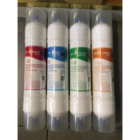 Bộ 4 Lõi Lọc Nước UF Hàn Quốc - Lõi Sediment, Pre Carbon, U/F, Post Carbon - Made in Korea, Đảm Bảo Nguồn Nước Sạch, An Toàn