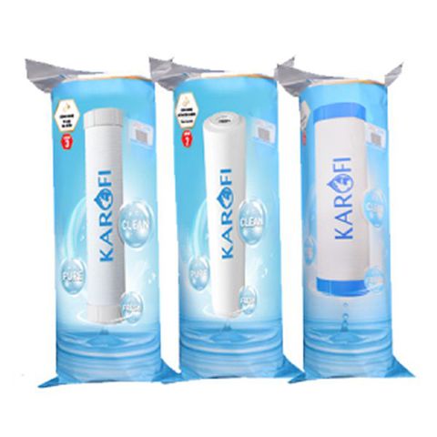 Bộ 3 Lõi Lọc Nước Karofi Chính Hãng Mới - Phù Hợp Máy Lọc Nước RO Gia Đình, Công Nghệ VI LỌC và ACTIVATED CARBON