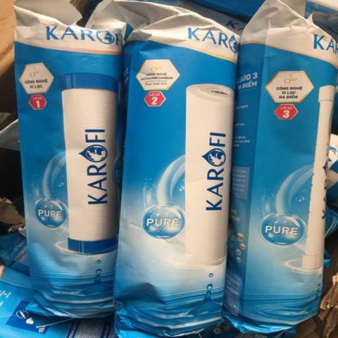 Bộ 3 Lõi Lọc Nước Karofi Chính Hãng Mới - Phù Hợp Máy Lọc Nước RO Gia Đình, Công Nghệ VI LỌC và ACTIVATED CARBON