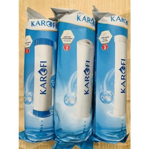 Bộ 3 Lõi Lọc Nước Karofi Chính Hãng Mới - Phù Hợp Máy Lọc Nước RO Gia Đình, Công Nghệ VI LỌC và ACTIVATED CARBON