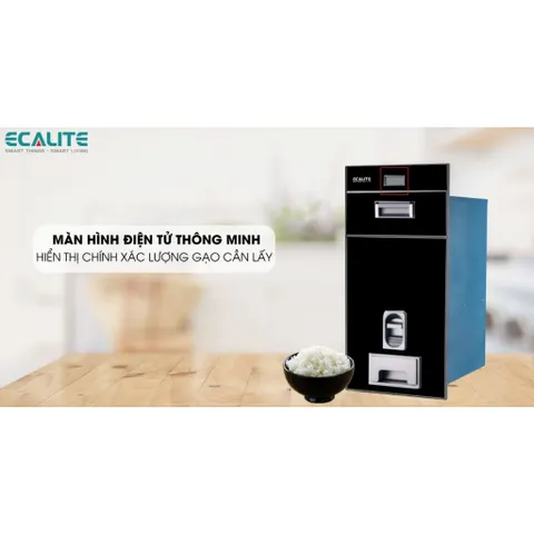Thùng Gạo Điện Tử Gương Đen Ecalite EL-RC300B - Thiết Kế Hiện Đại, Tự Động Đong Gạo Chính Xác, Bảo Quản Gạo Tuyệt Đối 15kg