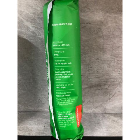 Lõi Lọc Nước Số 1 Kangaroo Chính Hãng - Sợi PP Khe 5 Micron, Loại Bỏ Bùn Đất, Rỉ Sét, Kim Loại Nặng - 18.000 Lít