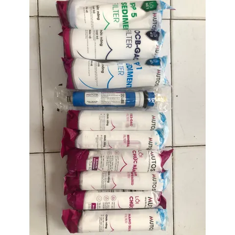 Bộ 10 Lõi Mutosi RO - Lõi 123 Thường, T33, Far, Bioceramic, Mineral, Alkaline, Nanosilver - Bộ Lõi Chức Năng Lọc Nước An Toàn