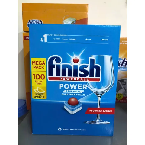 Viên Rửa Chén Finish 100 Viên - Muối Làm Mềm Nước 1,2Kg & Nước Làm Bóng 400ml - Dùng Cho Máy Rửa Chén Châu Âu