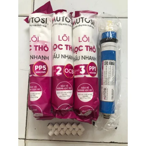 Combo 4 Lõi Thay Thế Mutosi 1234 cho Máy Lọc Nước - Lõi Đúc PP và Than Hoạt Tính, Bảo Vệ và Tăng Cường Chất Lượng Nước