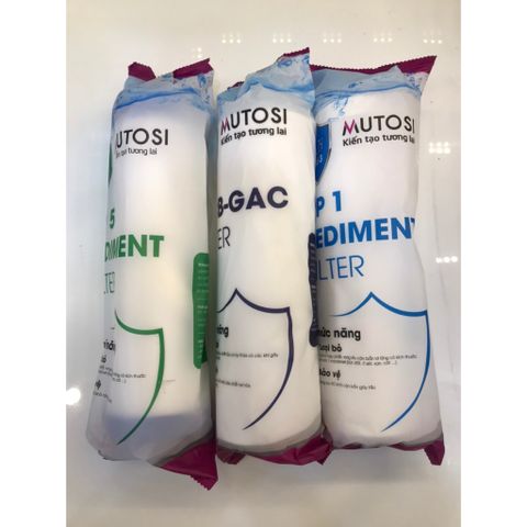 Lõi Lọc Nước Thô 123 Mutosi - Bộ 3 Lõi Chính Hãng Loại Bỏ Tạp Chất, Vi Khuẩn, Cặn Bẩn Trong Nước Sinh Hoạt
