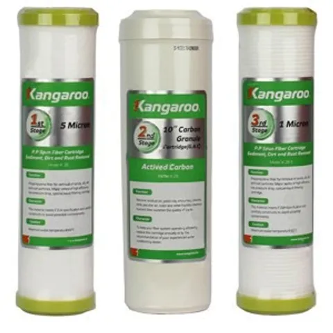 Bộ 3 Lõi Lọc Nước Kangaroo 1,2,3 Chính Hãng - Lõi Lọc PP 5 Micron, G.A.C Than Hoạt Tính, Lọc Bảo Vệ Màng RO