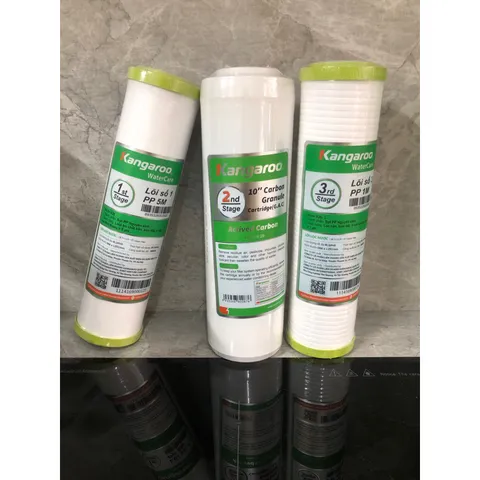Bộ 3 Lõi Lọc Nước Kangaroo 1,2,3 Chính Hãng - Lõi Lọc PP 5 Micron, G.A.C Than Hoạt Tính, Lọc Bảo Vệ Màng RO