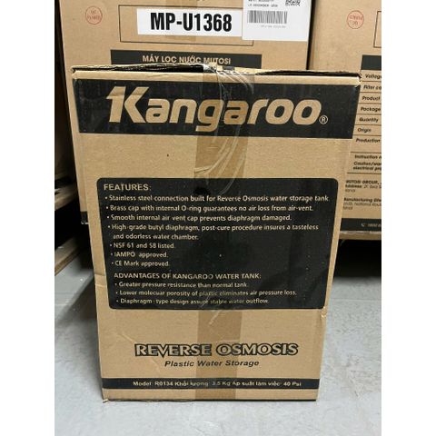 Bình áp nhựa 3.5G KANGAROO cho máy lọc nước R.O gia đình - An toàn không han rỉ, độ bền cao, chứa 8-10 lít nước tinh khiết