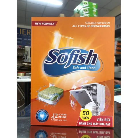 Viên Rửa Bát SOFISH 50 Viên + Muối Rửa & Nước Bóng 500ml - Hàng Chính Hãng Dành Cho Máy Rửa Chén Bosch, Teka, Hafele, Chefs