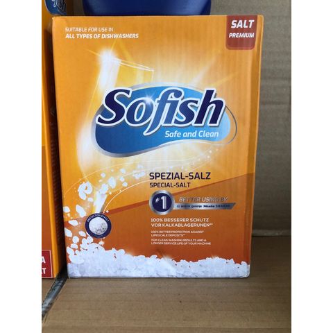 Bộ 3 Sản Phẩm Rửa Bát SOFISH: 120 Viên Viên Rửa Bát, Muối Rửa và Nước Làm Bóng - Hàng Chính Hãng Cho Máy Rửa Bát