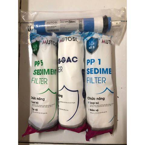 Bộ 4 Lõi Lọc Nước 1234 Mutosi - Thay Thế Cho Máy Lọc Nước Mutosi, Kangaroo, Karofi, Jenpec - Chính Hãng, Tiêu Chuẩn NFS/ANSI 58